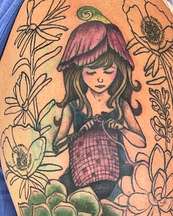 Girl crocheting
